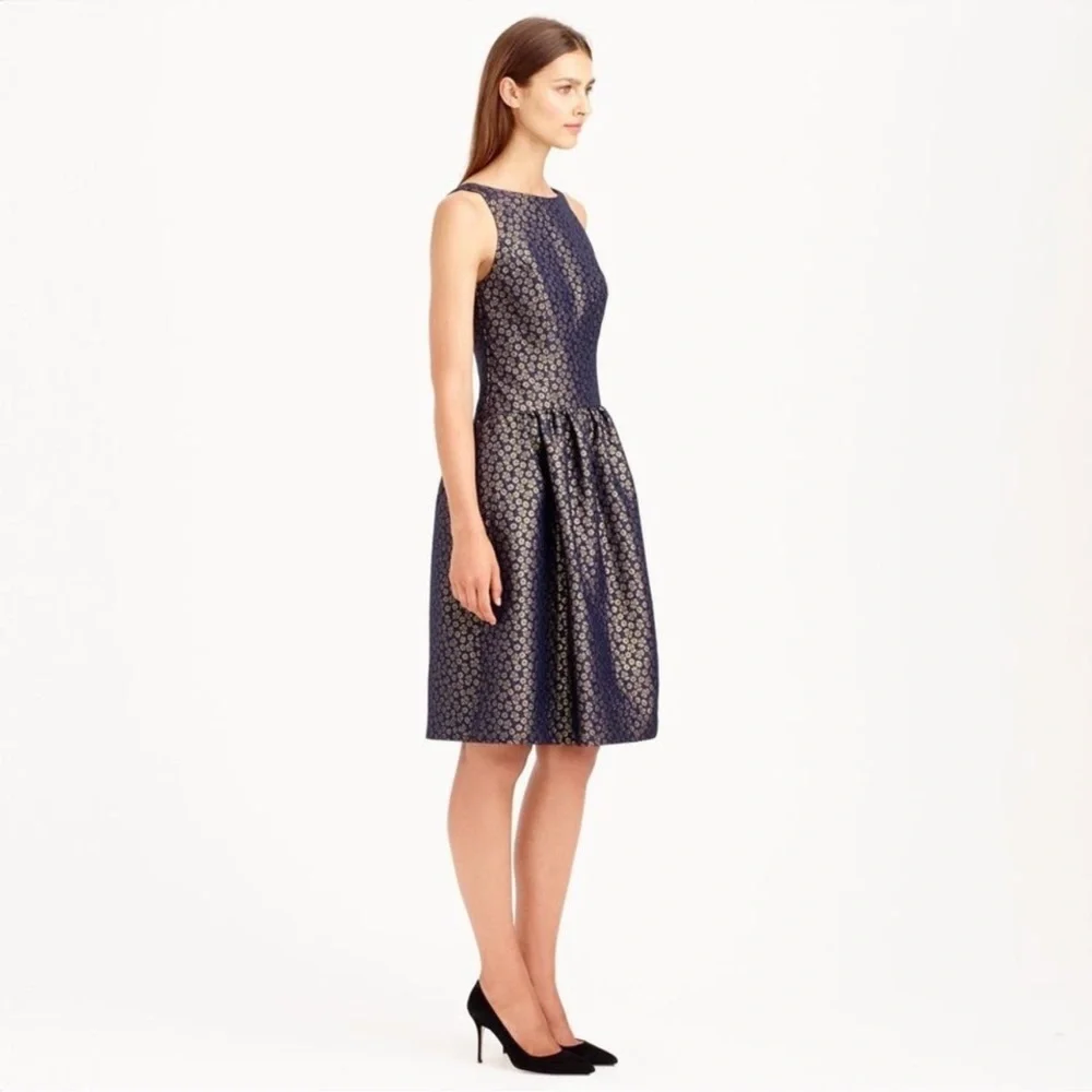 J Crew Elegant Navy Blue Dress - Picture 2 of 8